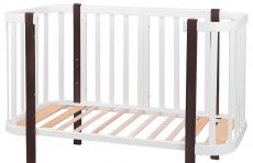Ліжечко Babyroom Місяць білий - венге, 120x60 см, 4 рівні, матеріал вільха/бук